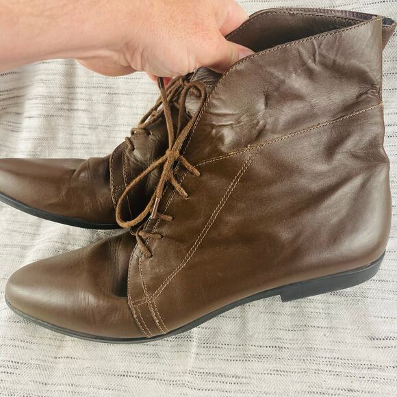 Vintage‎ Mixed Blues Brown Faux Leather Lace Up Ankle Booties Witchy Size 7 - Picture 5 of 6